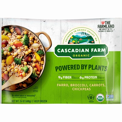 Cascadian Farm Frozen Organic Hearty Blend with Farro, Broccoli, Carrots & Chickpeas front of package