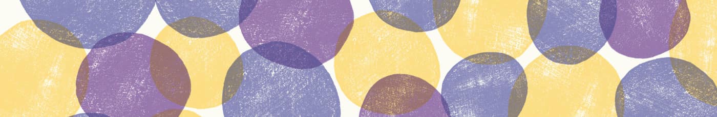 Purple and yellow overlapping circles stamped pattern