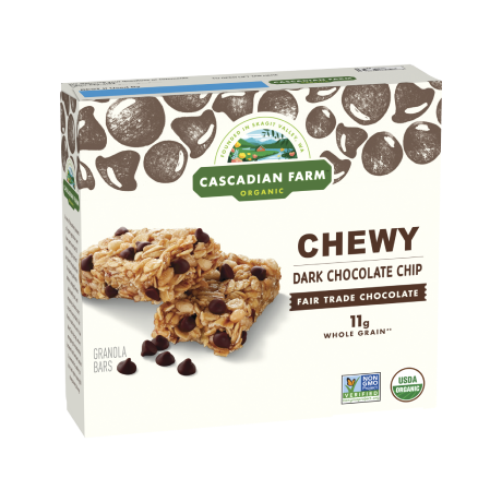 Cascadian Farm Dark Chocolate Chip Chewy Granola Bar, front of package