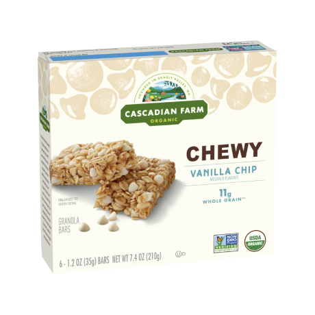 Cascadian Farm Vanilla Chip Chewy Granola Bar, front of package