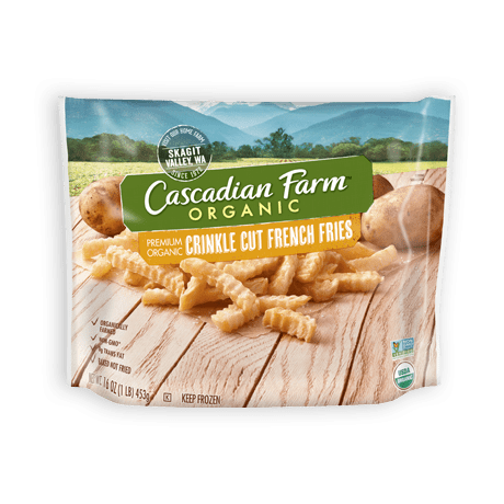 A bag of Cascadian Farm Premium Organic Crinkle Cut French Fries