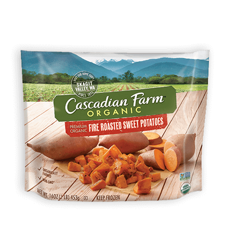 Cascadian Farm Organic Frozen Fire Roasted Sweet Potatoes, front of package