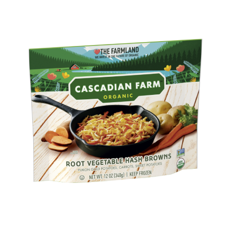 Cascadian Farm organic root vegetable hashbrowns, front of pack