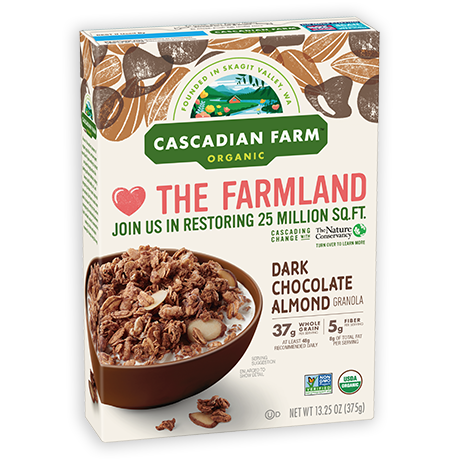 Cascadian Farms Organic Dark Chocolate Almond Cereal, front of package
