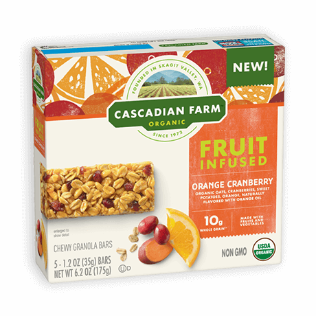 box of Orange Cranberry Fruit Infused chewy granola bars