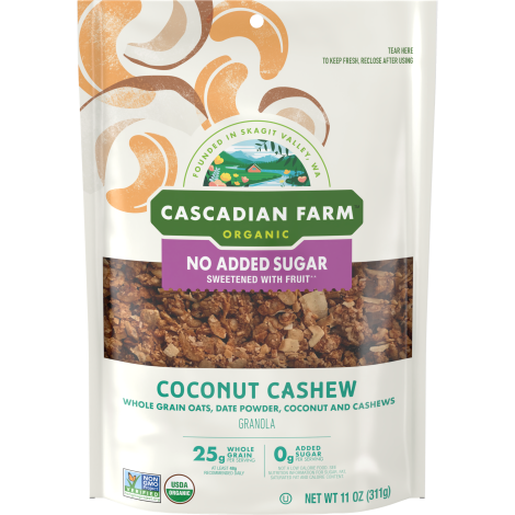 Cascadian Farm Organic coconut cashew granola, front of package