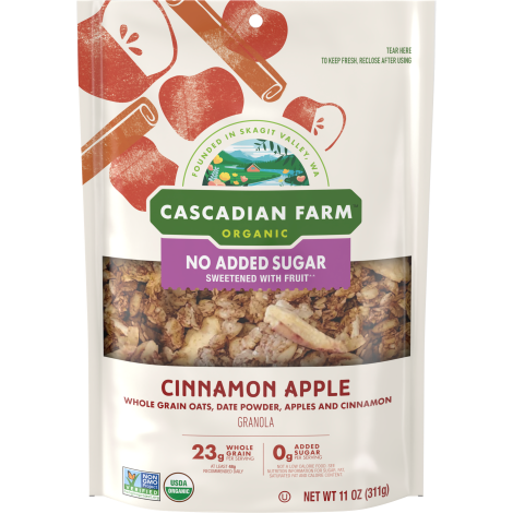 Cascadian Farm Organic cinnamon apple granola, front of package