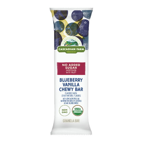 Single Blueberry Vanilla Chewy Bar, front of package