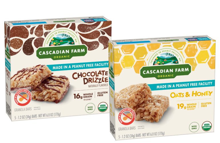 Box of Cascadian Farm Chocolate Drizzle and Oats & Honey, front of package