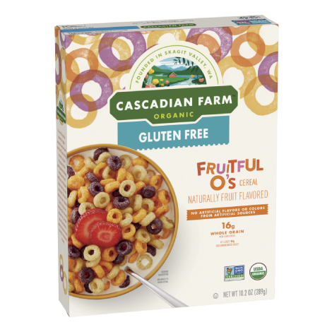 Cascadian Farm Gluten Free Fruitful O's Cereal, Front of package