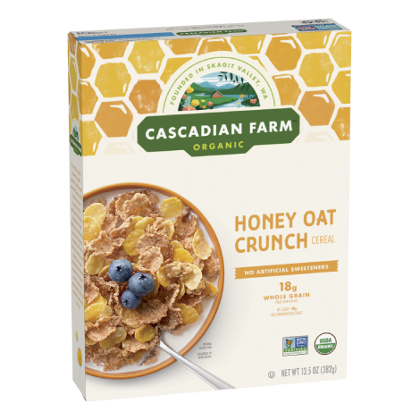 Cascadian Farm Organic Honey Oat Crunch Cereal, Front of package