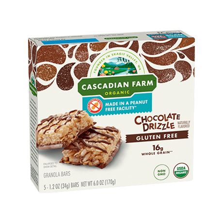 Cascadian Farms Organic Chocolate Drizzel Granola Bars, front of package