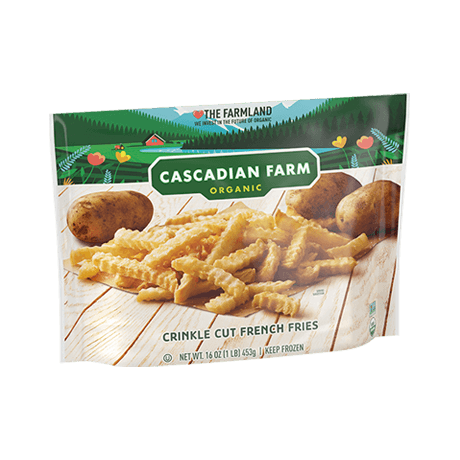 Cascadian Farm Organic crinkle cut french fries, front of package