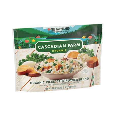 Cascadian Farm Organic riced cauliflower blend, front of the product