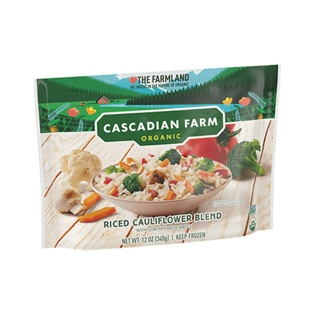 Cascadian Farm Organic Frozen Riced Cauliflower Stir-Fry Blend, front of package
