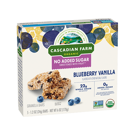 Cascadian Farm Organic blueberry vanilla, front of package