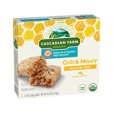 Cascadian Farms Organic Oats & Honey Granola Bars, front of package