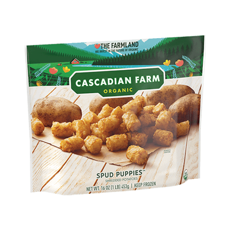 Cascadian Farm Organic Spud Puppies Shredded Potatoes, front of package