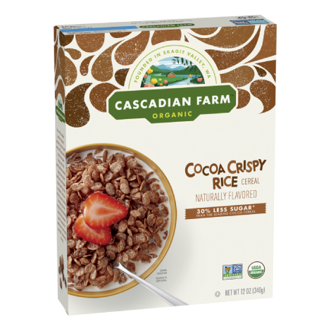 Cascadian farm Cocoa Crispy Rice Cereal, front of product