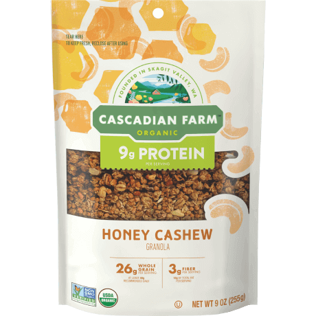 Cascadian Farms Honey Cashew Granola, front of package